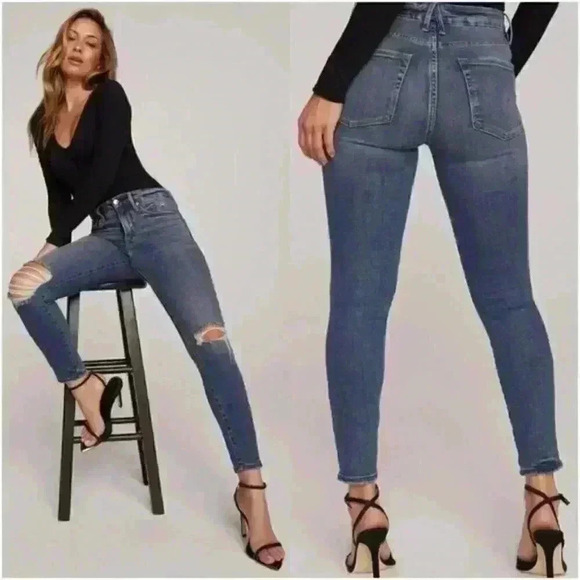 Good American Denim - Good American Light Wash Blue 261 Good Legs Crop Skinny Sculpting Jeans 2/26